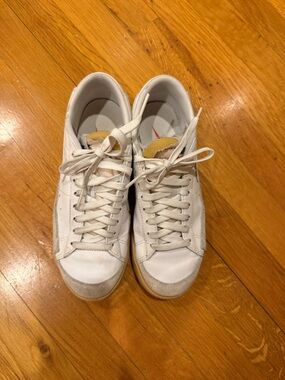 Nike White Leather Low-Top Sneakers with Tan Accents